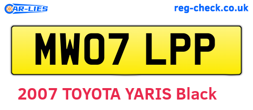 MW07LPP are the vehicle registration plates.