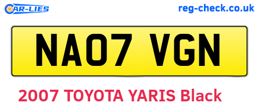NA07VGN are the vehicle registration plates.