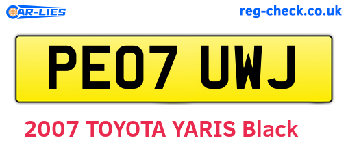 PE07UWJ are the vehicle registration plates.