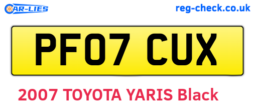 PF07CUX are the vehicle registration plates.