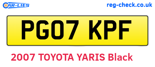 PG07KPF are the vehicle registration plates.
