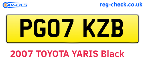 PG07KZB are the vehicle registration plates.