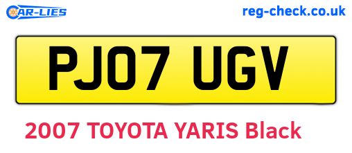 PJ07UGV are the vehicle registration plates.