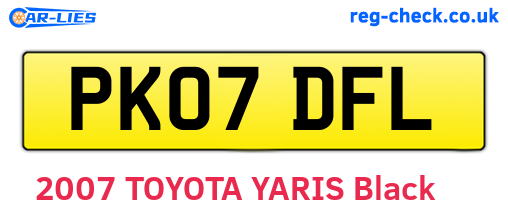 PK07DFL are the vehicle registration plates.