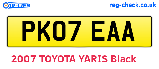 PK07EAA are the vehicle registration plates.