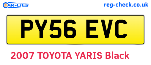 PY56EVC are the vehicle registration plates.