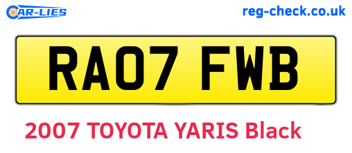 RA07FWB are the vehicle registration plates.