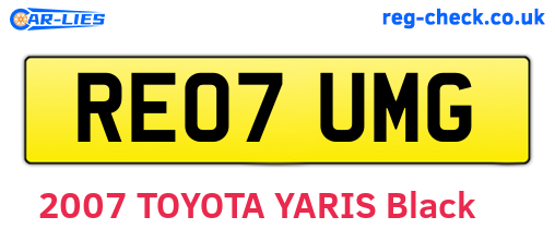 RE07UMG are the vehicle registration plates.