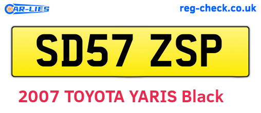 SD57ZSP are the vehicle registration plates.