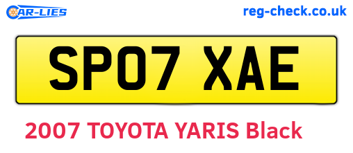 SP07XAE are the vehicle registration plates.