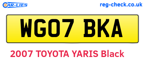 WG07BKA are the vehicle registration plates.