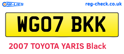 WG07BKK are the vehicle registration plates.