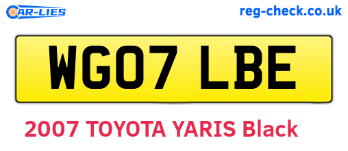 WG07LBE are the vehicle registration plates.