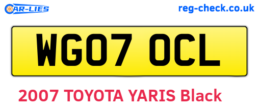 WG07OCL are the vehicle registration plates.