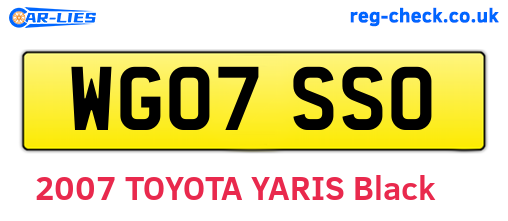 WG07SSO are the vehicle registration plates.