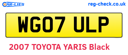 WG07ULP are the vehicle registration plates.