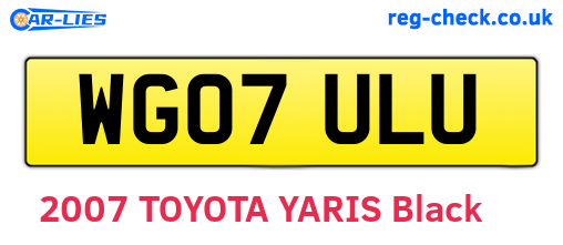 WG07ULU are the vehicle registration plates.