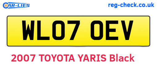WL07OEV are the vehicle registration plates.