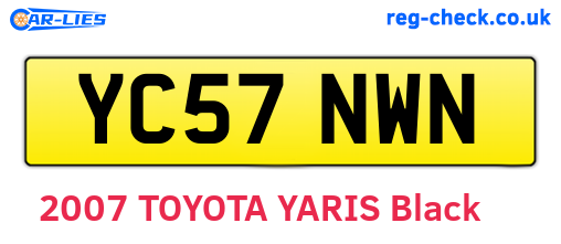 YC57NWN are the vehicle registration plates.