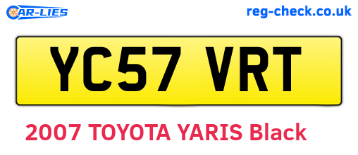 YC57VRT are the vehicle registration plates.