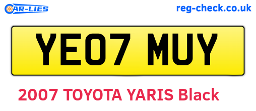 YE07MUY are the vehicle registration plates.