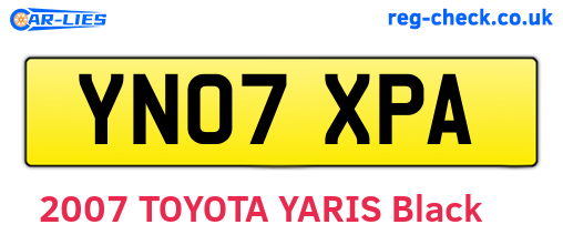 YN07XPA are the vehicle registration plates.