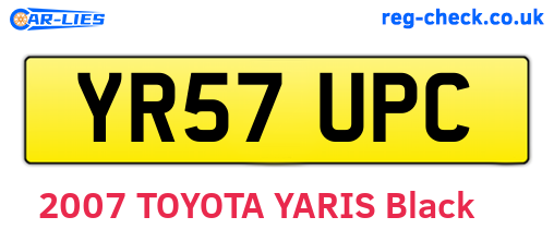 YR57UPC are the vehicle registration plates.