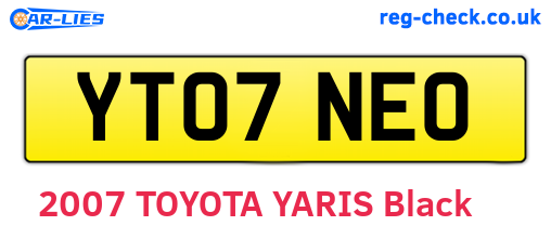 YT07NEO are the vehicle registration plates.