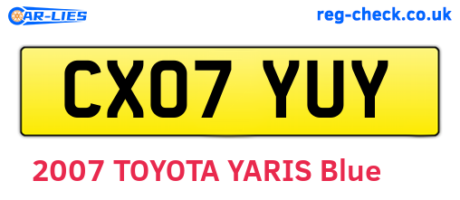 CX07YUY are the vehicle registration plates.