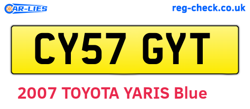 CY57GYT are the vehicle registration plates.