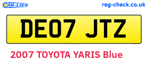 DE07JTZ are the vehicle registration plates.