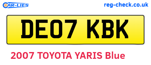 DE07KBK are the vehicle registration plates.
