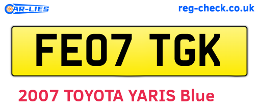 FE07TGK are the vehicle registration plates.