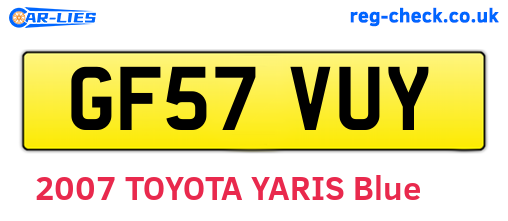 GF57VUY are the vehicle registration plates.