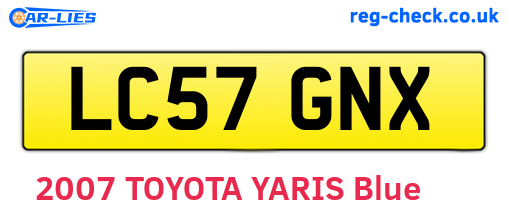 LC57GNX are the vehicle registration plates.