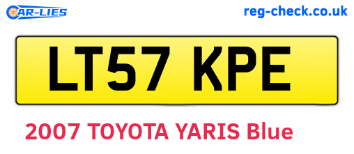 LT57KPE are the vehicle registration plates.