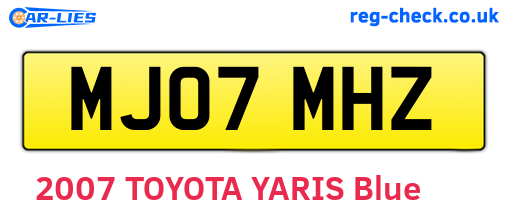 MJ07MHZ are the vehicle registration plates.