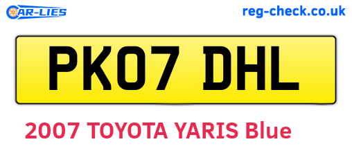 PK07DHL are the vehicle registration plates.