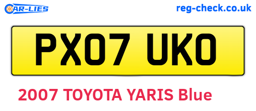 PX07UKO are the vehicle registration plates.
