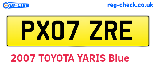 PX07ZRE are the vehicle registration plates.