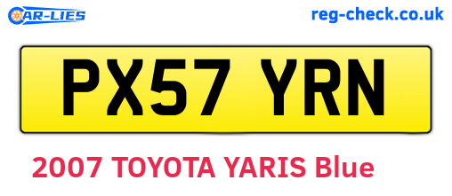 PX57YRN are the vehicle registration plates.