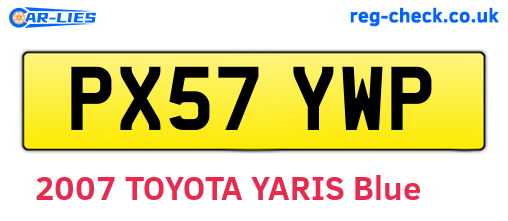 PX57YWP are the vehicle registration plates.