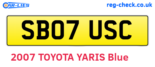 SB07USC are the vehicle registration plates.