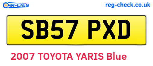 SB57PXD are the vehicle registration plates.