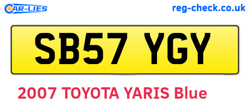 SB57YGY are the vehicle registration plates.