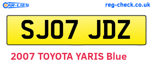 SJ07JDZ are the vehicle registration plates.