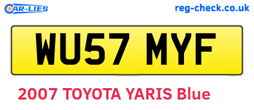 WU57MYF are the vehicle registration plates.