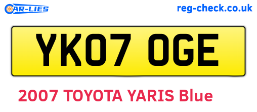 YK07OGE are the vehicle registration plates.