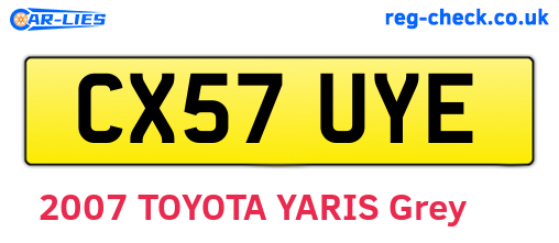 CX57UYE are the vehicle registration plates.