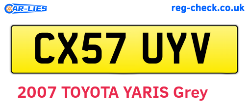CX57UYV are the vehicle registration plates.
